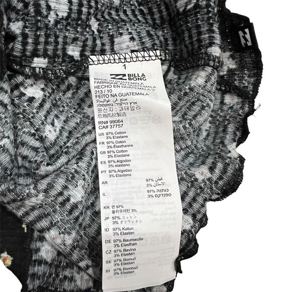 NWT Billabong Women's XS Floral V-Neck Short Sleeve Waffle Knit Top Multicolor - Picture 7 of 10